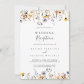 Sonnige Wildblume Hochzeitsempfang im Herbst Einladung (Vorderseite)