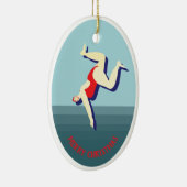 Sonnige wilde Schwimmerin Weihnachten Keramik Ornament (Rechts)