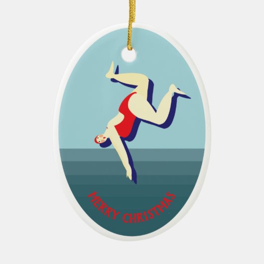 Sonnige wilde Schwimmerin Weihnachten Keramik Ornament (Vorne)