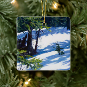 Sonnige Winterberge in Colorado Keramikornament