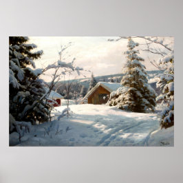 Sonnige Winterlandschaft von Peder Mork Monsted Poster