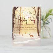 Sonnige Winterwälder und Hirschfest Einladung (Stehend Vorderseite)