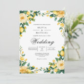 Sonnige Yellow Botanical Bloom Wedding Einladung (Stehend Vorderseite)