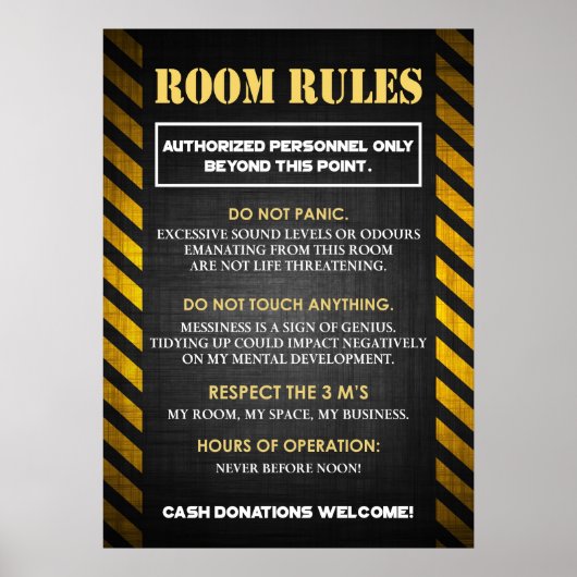 Sonnige Zimmerregeln für Teens Poster (Vorne)