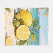 Sonnige Zitronen-Olive Beachside Fresh Fleecedecke (Vorderseite (Horizontal))
