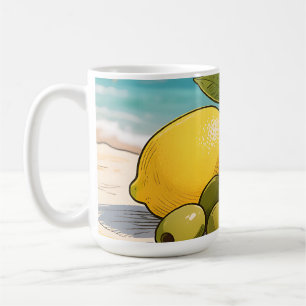 Sonnige Zitronen-Olive Strandfrische Kaffeetasse