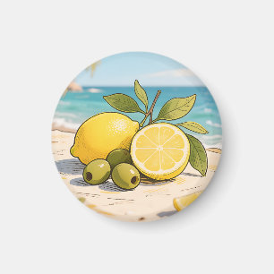 Sonnige Zitronen-Olive Strandfrische Magnet