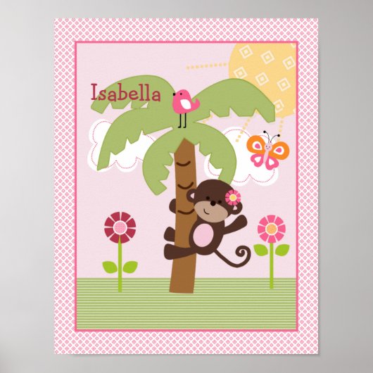 Sonniger Affe Tree Safari Personalisiertes Poster (Vorne)