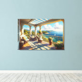 Sonniger Balkon mit Meerblick Leinwanddruck (Insitu (Holzboden))