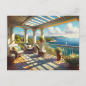 Sonniger Balkon mit Meerblick Postkarte (Vorderseite)