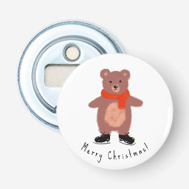 Sonniger Bär auf den Skaten im Winter Flaschenöffner