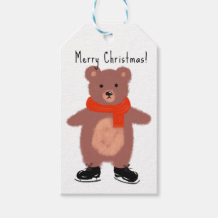 Sonniger Bär auf den Skaten im Winter Geschenkanhänger