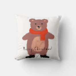 Sonniger Bär auf den Skaten im Winter Kissen