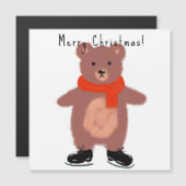 Sonniger Bär auf den Skaten im Winter Magnetkarte (Vorne/Hinten)