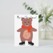 Sonniger Bär auf den Skaten im Winter Postkarte (Stehend Vorderseite)