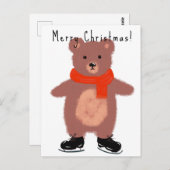 Sonniger Bär auf den Skaten im Winter Postkarte (Vorne/Hinten)