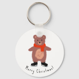 Sonniger Bär auf den Skaten im Winter Schlüsselanhänger