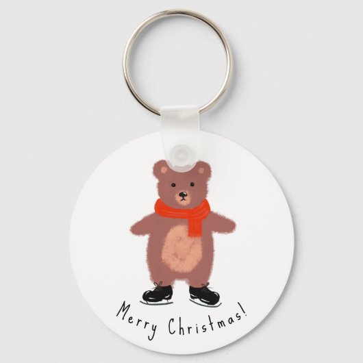 Sonniger Bär auf den Skaten im Winter Schlüsselanhänger (Vorderseite)