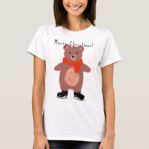 Sonniger Bär auf den Skaten im Winter T-Shirt