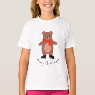 Sonniger Bär auf den Skaten im Winter T-Shirt