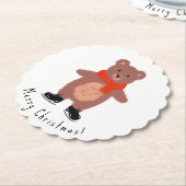 Sonniger Bär auf den Skaten im Winter Untersetzer (angewinkelt)