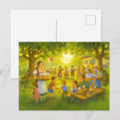 Sonniger bayerischer Biergarten im Sommer Feiertagspostkarte (Vorne/Hinten)