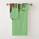 Sonniger Biber mit Kettensäge Cartoon Spaß Badhandtuch Set (Insitu)