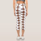 Sonniger Biber mit Kettensäge Cartoon Spaß Capri Leggings (Rückseite)