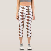 Sonniger Biber mit Kettensäge Cartoon Spaß Capri Leggings (Vorderseite)