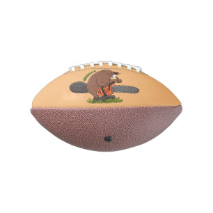 Sonniger Biber mit Kettensäge Cartoon Spaß Football