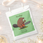 Sonniger Biber mit Kettensäge Cartoon Spaß Geschenktütchen (Ausgeschnitten)