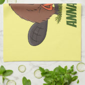 Sonniger Biber mit Kettensäge Cartoon Spaß Geschirrtuch (Gefaltet)