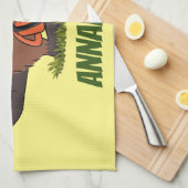 Sonniger Biber mit Kettensäge Cartoon Spaß Geschirrtuch (Viertel Falte)