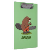 Sonniger Biber mit Kettensäge Cartoon Spaß Klemmbrett (Rechts)