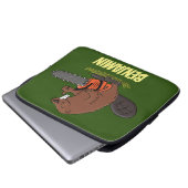 Sonniger Biber mit Kettensäge Cartoon Spaß Laptopschutzhülle (Vorne Knopf)