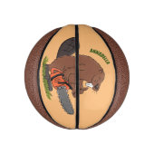 Sonniger Biber mit Kettensäge Cartoon Spaß Mini Basketball (Vertikal)