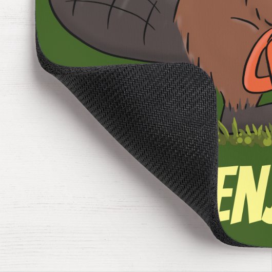 Sonniger Biber mit Kettensäge Cartoon Spaß Mousepad (Ecke)