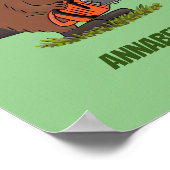 Sonniger Biber mit Kettensäge Cartoon Spaß Poster (Ecke)