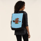 Sonniger Biber mit Kettensäge Cartoon Spaß Rucksack (Ausgewaschen)