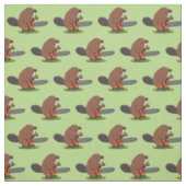 Sonniger Biber mit Kettensäge Cartoon Spaß Stoff (Muster)