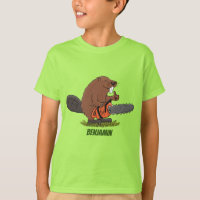 Sonniger Biber mit Kettensäge Cartoon Spaß