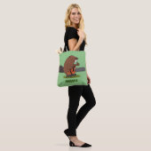 Sonniger Biber mit Kettensäge Cartoon Spaß Tasche (Am Model)