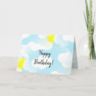 Sonniger blauer Sommerhimmel mit Wolken Geburtstag Karte