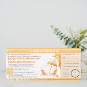 Sonniger Boarding Pass Eintrittskarten Hochzeit Ei Einladung (Stehend Vorderseite)