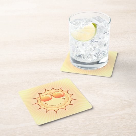 Sonniger Cartoon Rechteckiger Pappuntersetzer (Vor Ort)