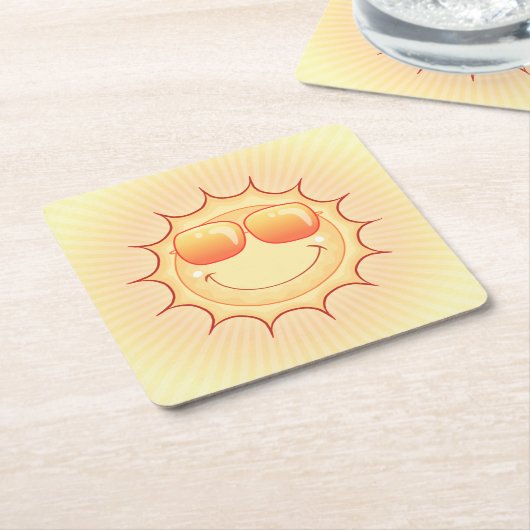 Sonniger Cartoon Rechteckiger Pappuntersetzer (angewinkelt)