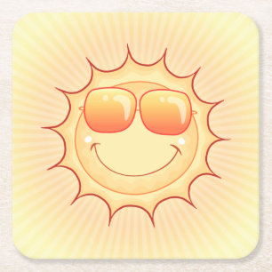 Sonniger Cartoon Rechteckiger Pappuntersetzer