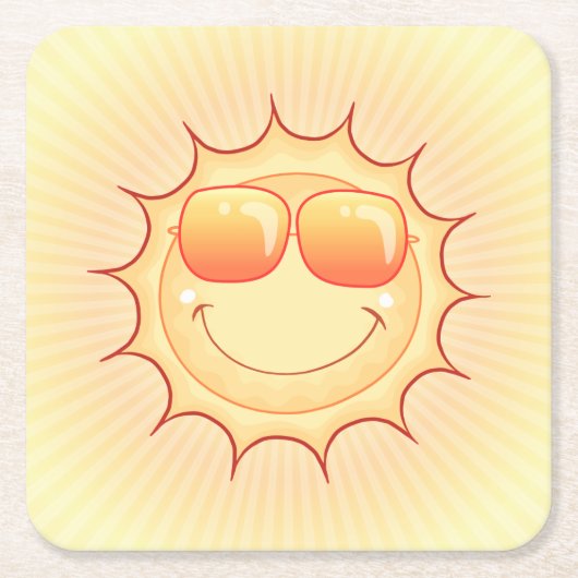 Sonniger Cartoon Rechteckiger Pappuntersetzer (Vorderseite)