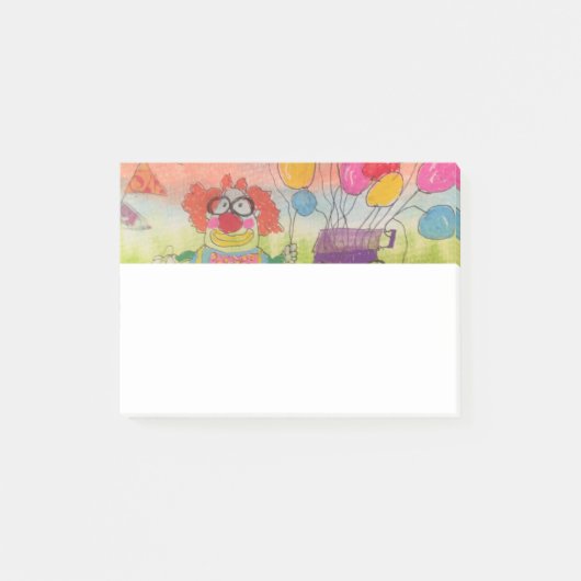 Sonniger Clown mit Balloons Post-it Klebezettel (Vorderseite)