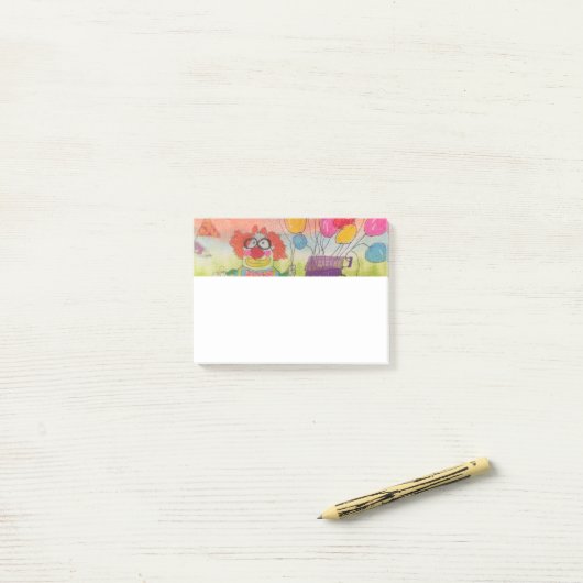 Sonniger Clown mit Balloons Post-it Klebezettel (Auf Schreibtisch)